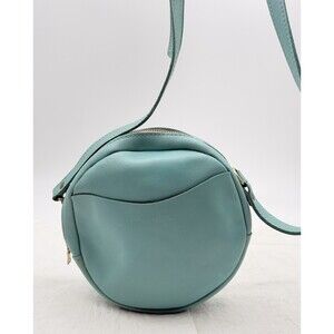 Portland Leather Goods Tiffany Blue  Round Crossbody Bag Purse With Front Pocket